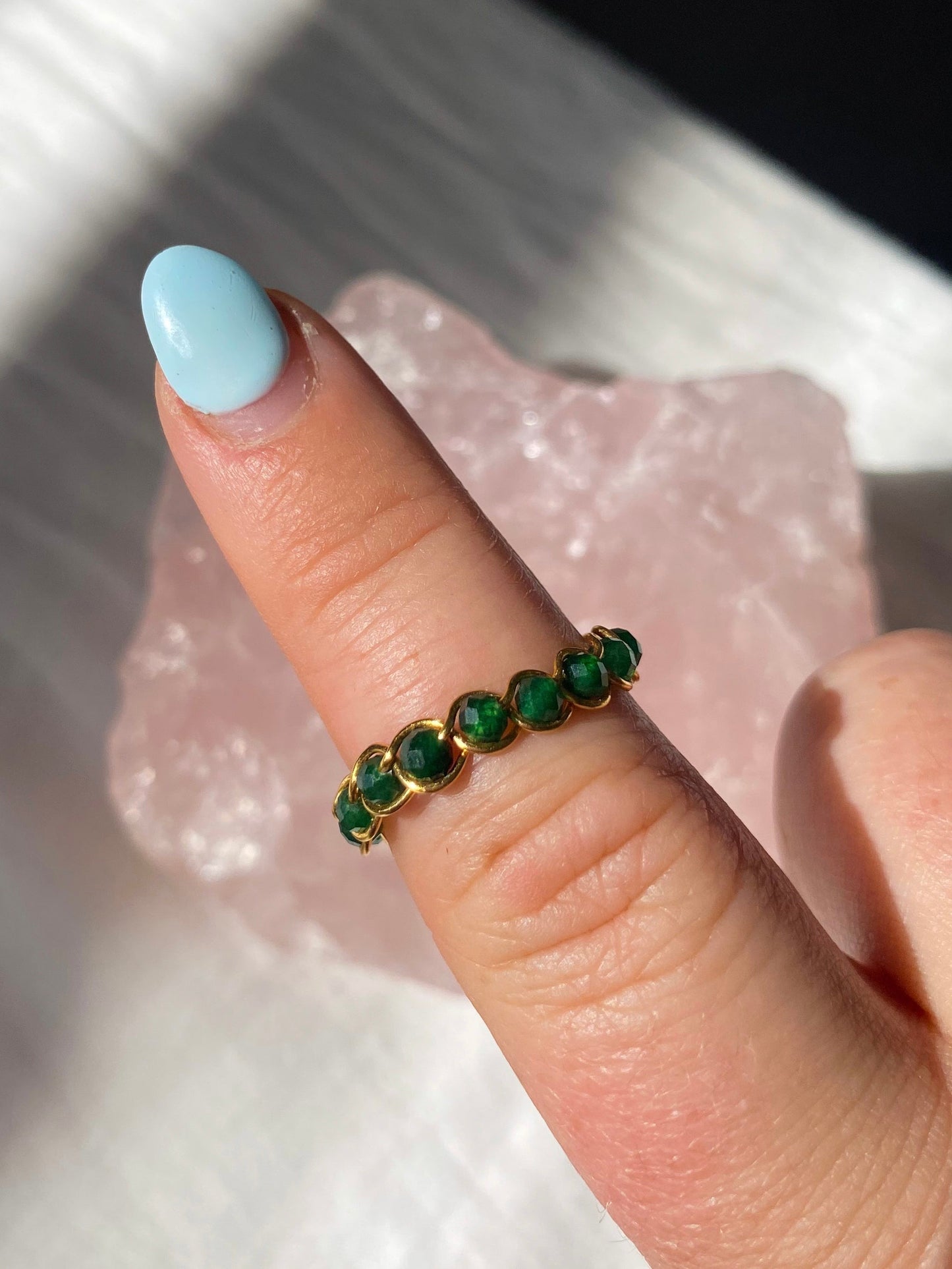 Gold jade braided ring