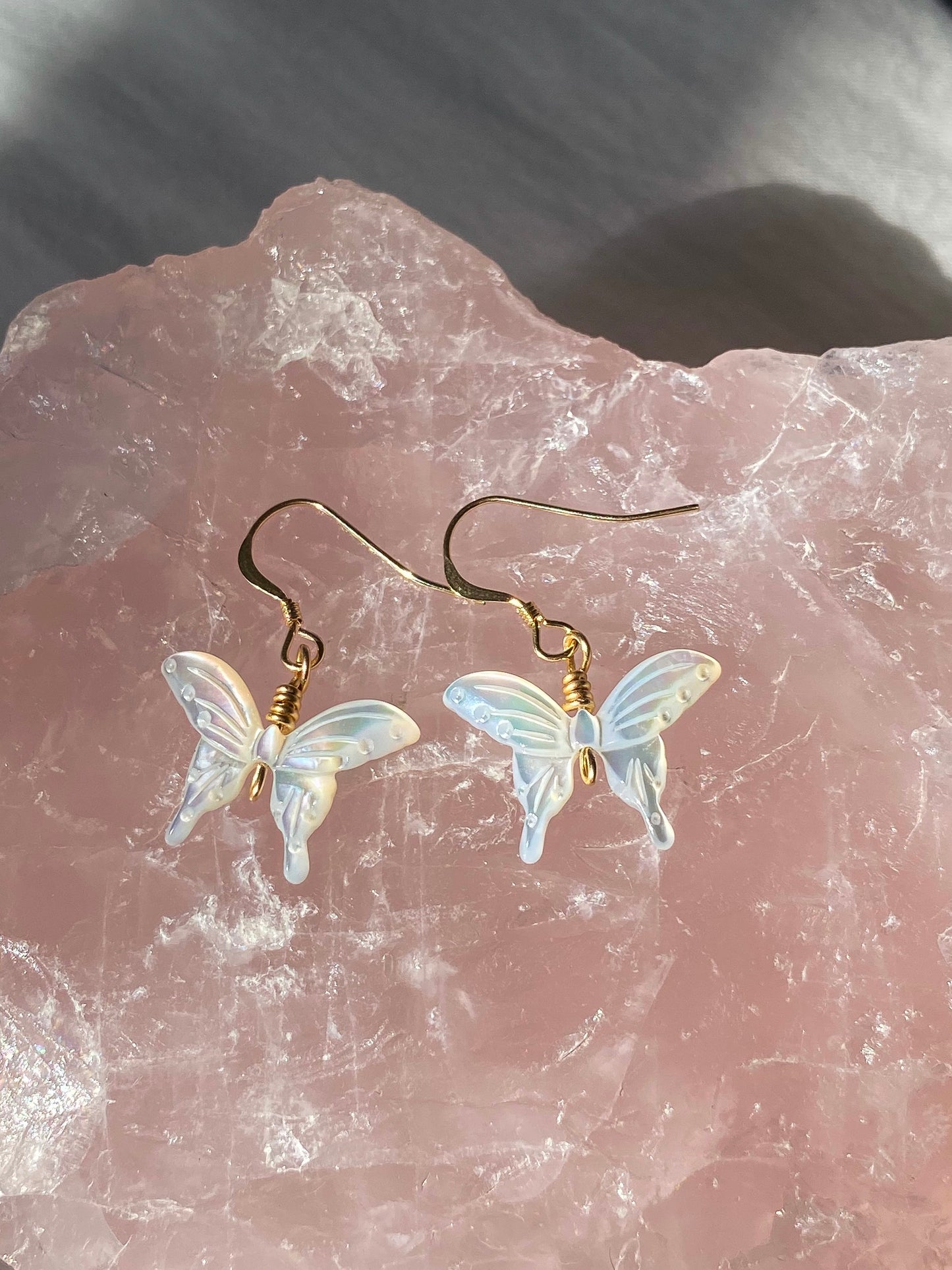 Gold butterfly earrings