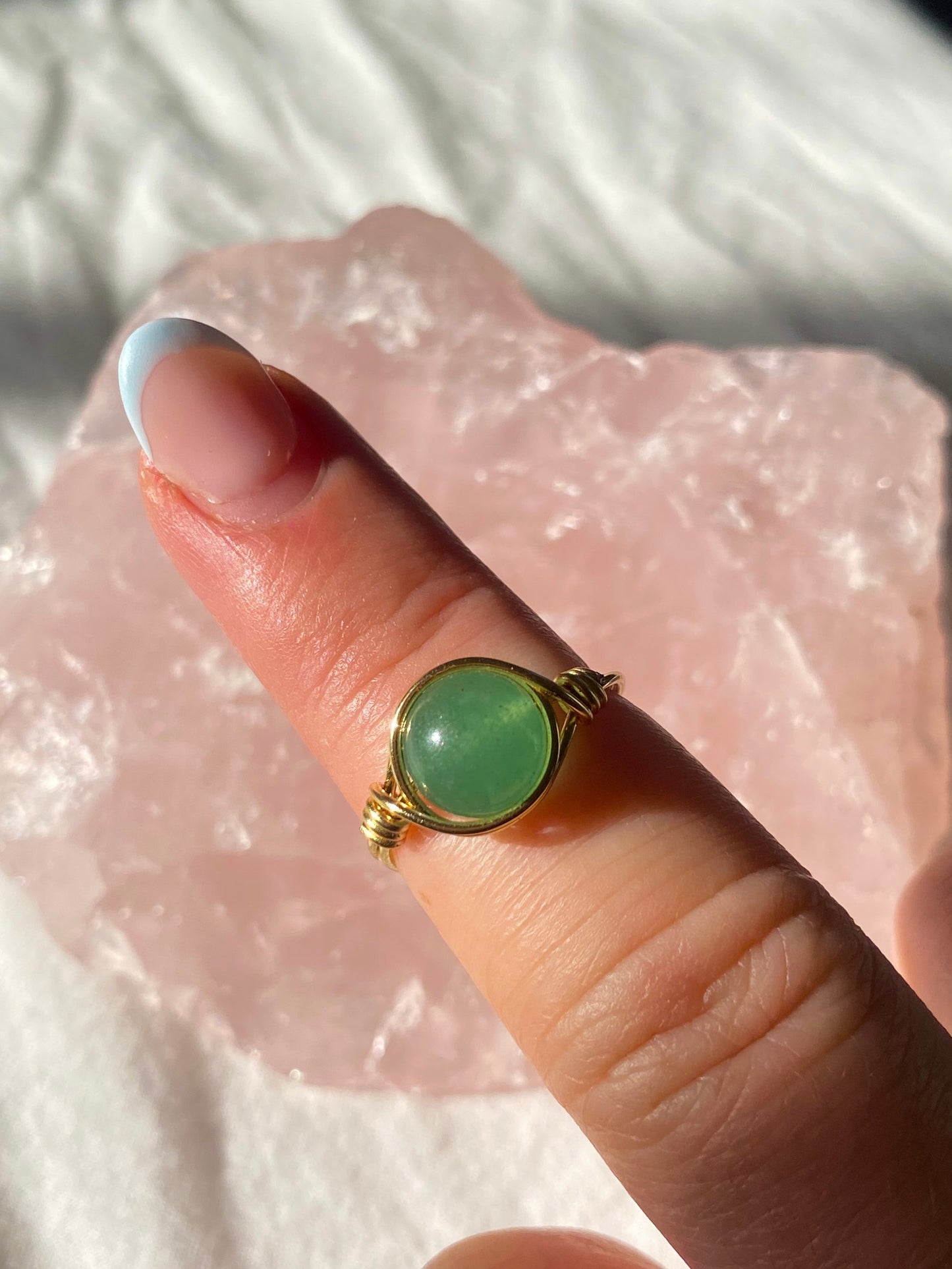 Gold green aventurine beginnings ring
