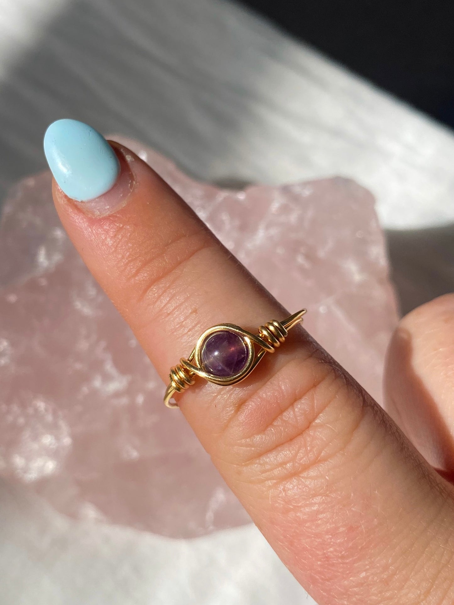 Gold amethyst intention ring