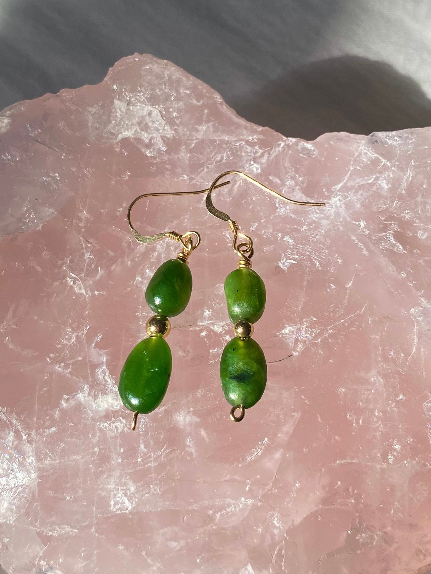 Gold jade earrings