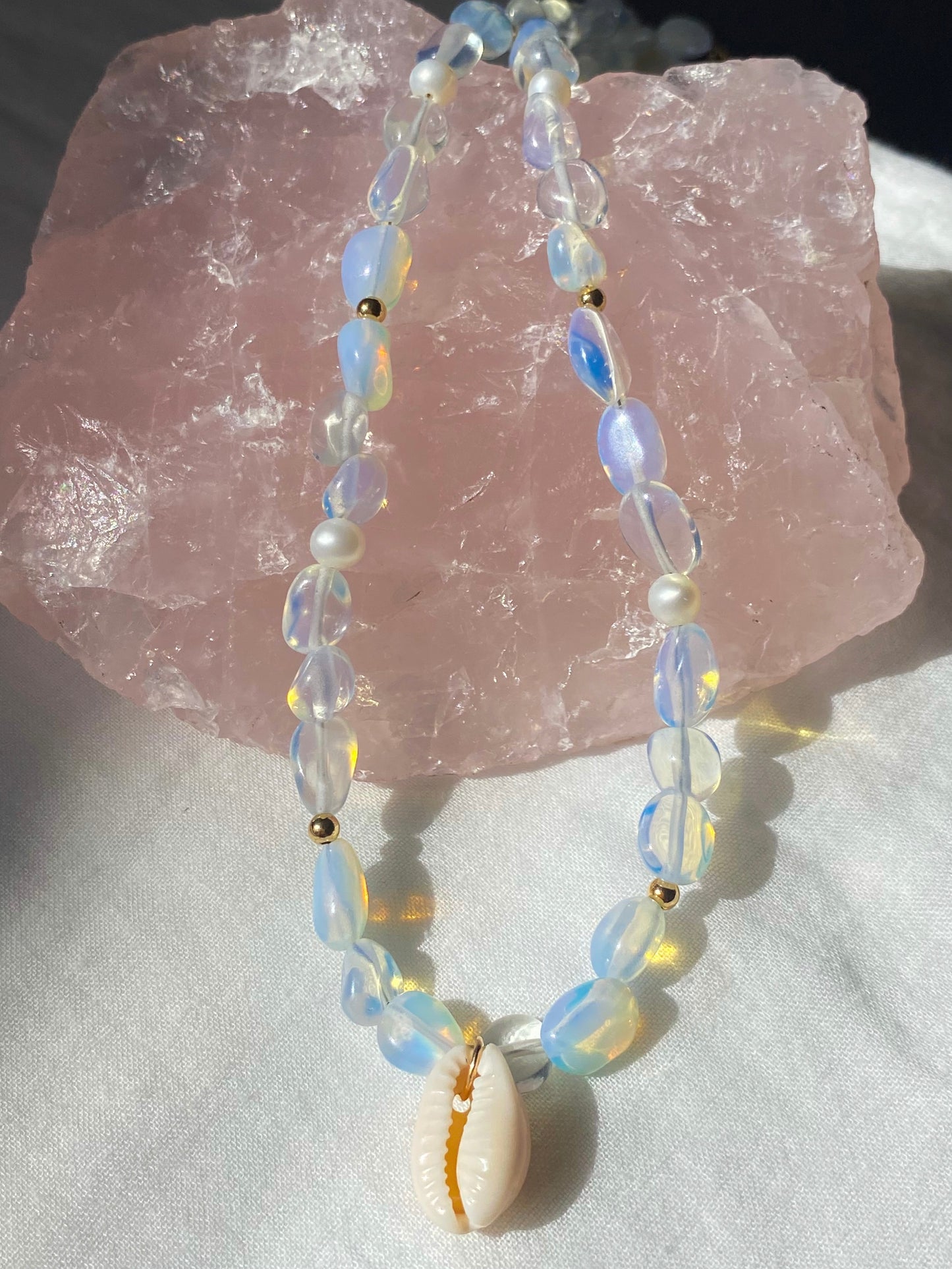 Gold Opal shell necklace