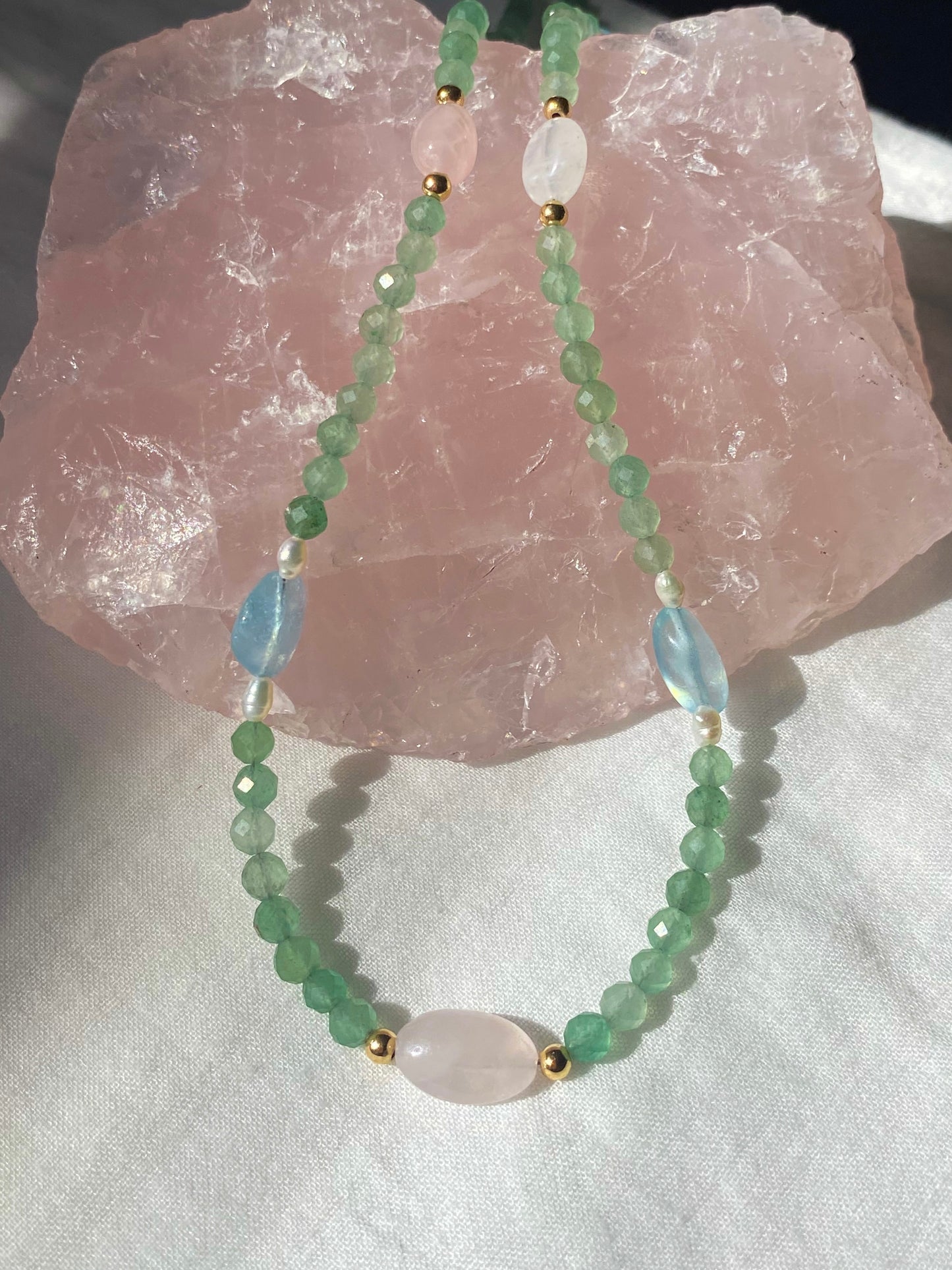 Gold mixed gemstone necklace