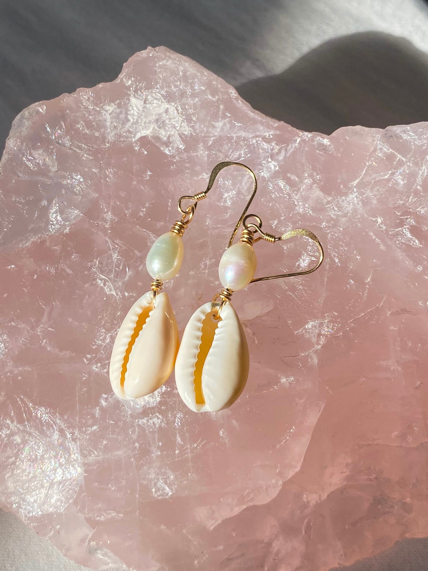 Gold shell earrings