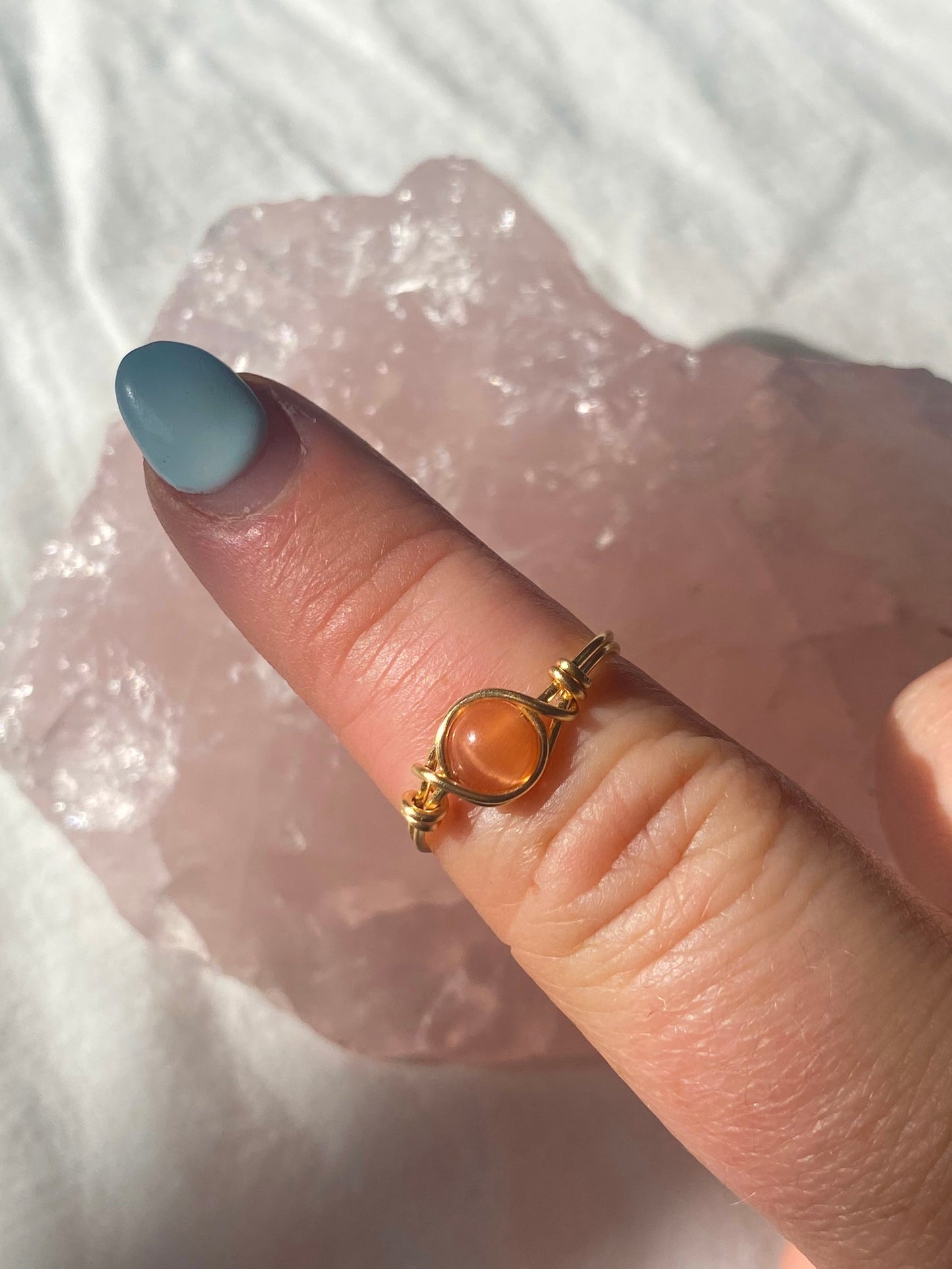 Gold cats eye intention ring