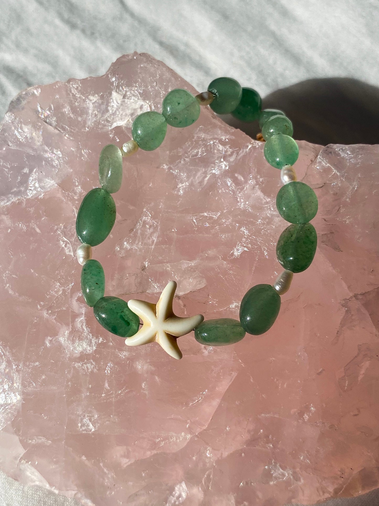 Gold green aventurine starfish bracelet