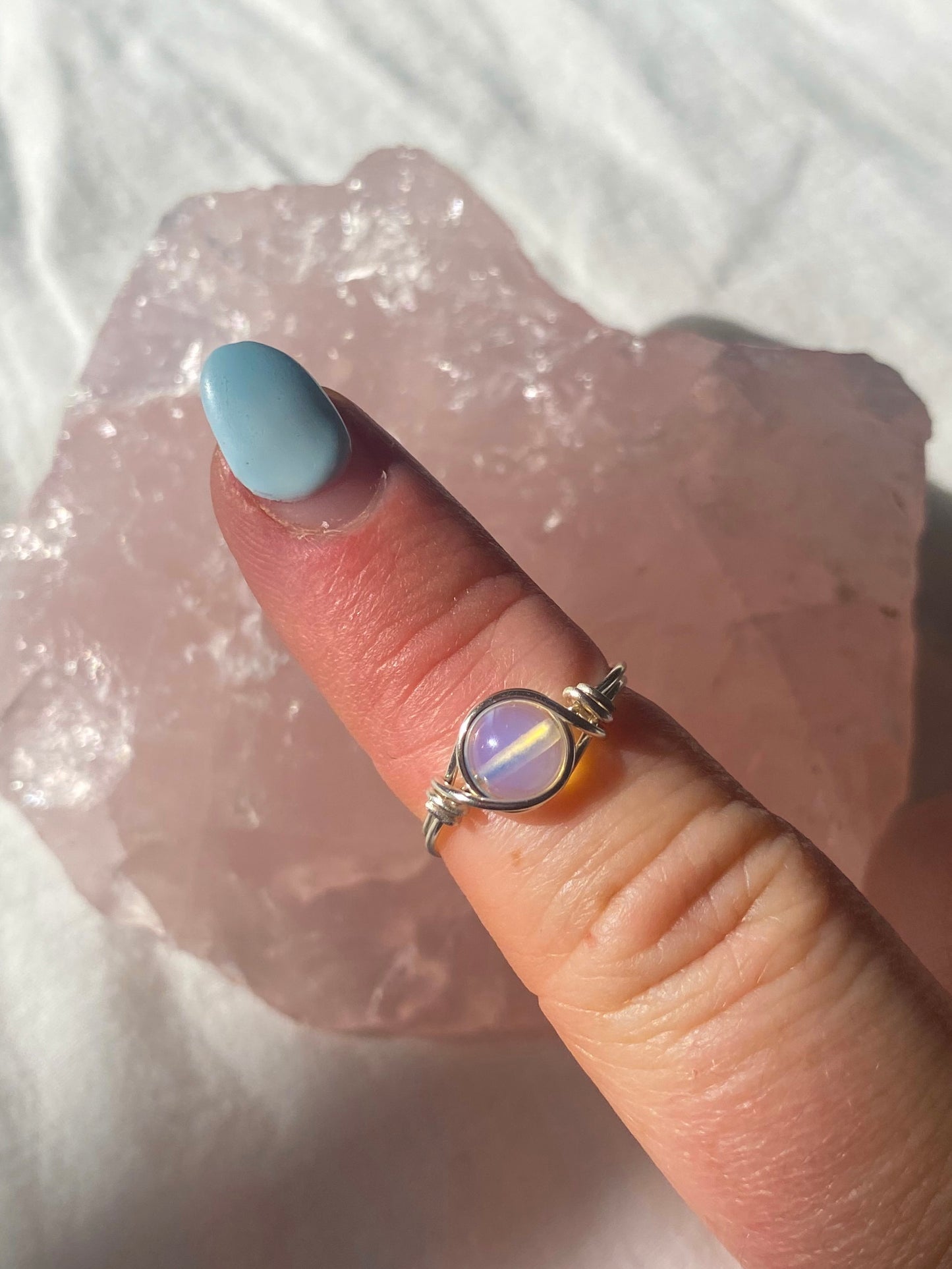Silver Opal intention ring