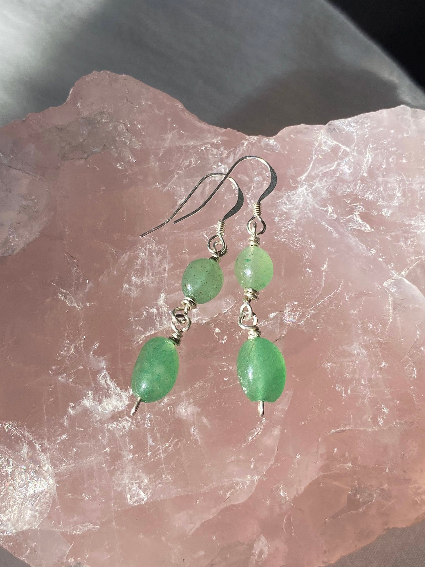 Silver green aventurine earrings
