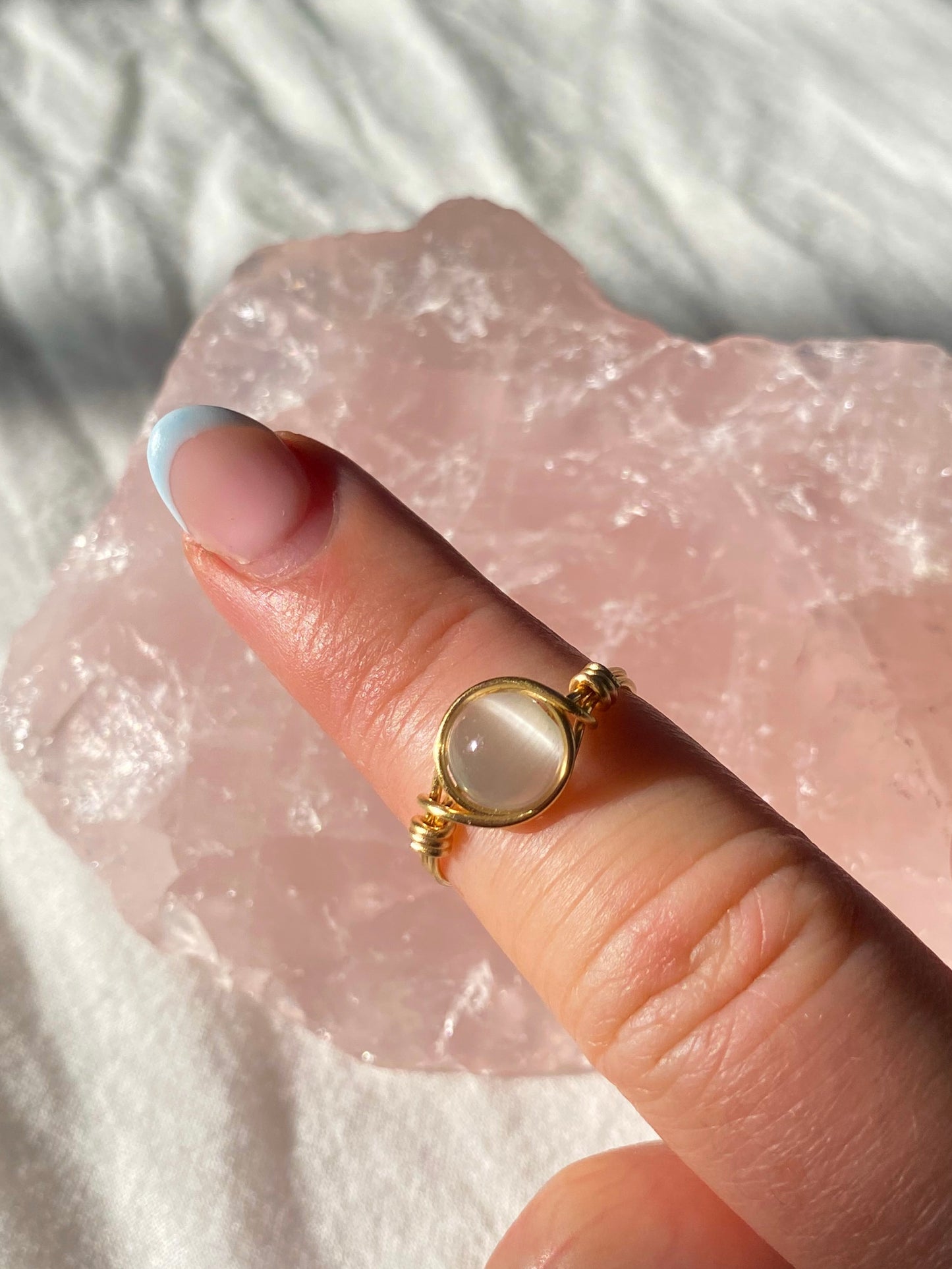 Gold selenite beginnings ring