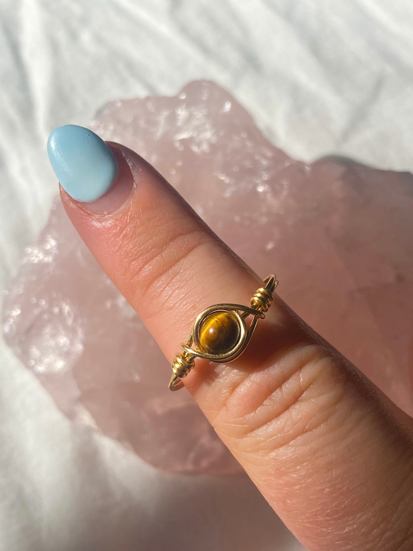 Gold tigers eye intention ring