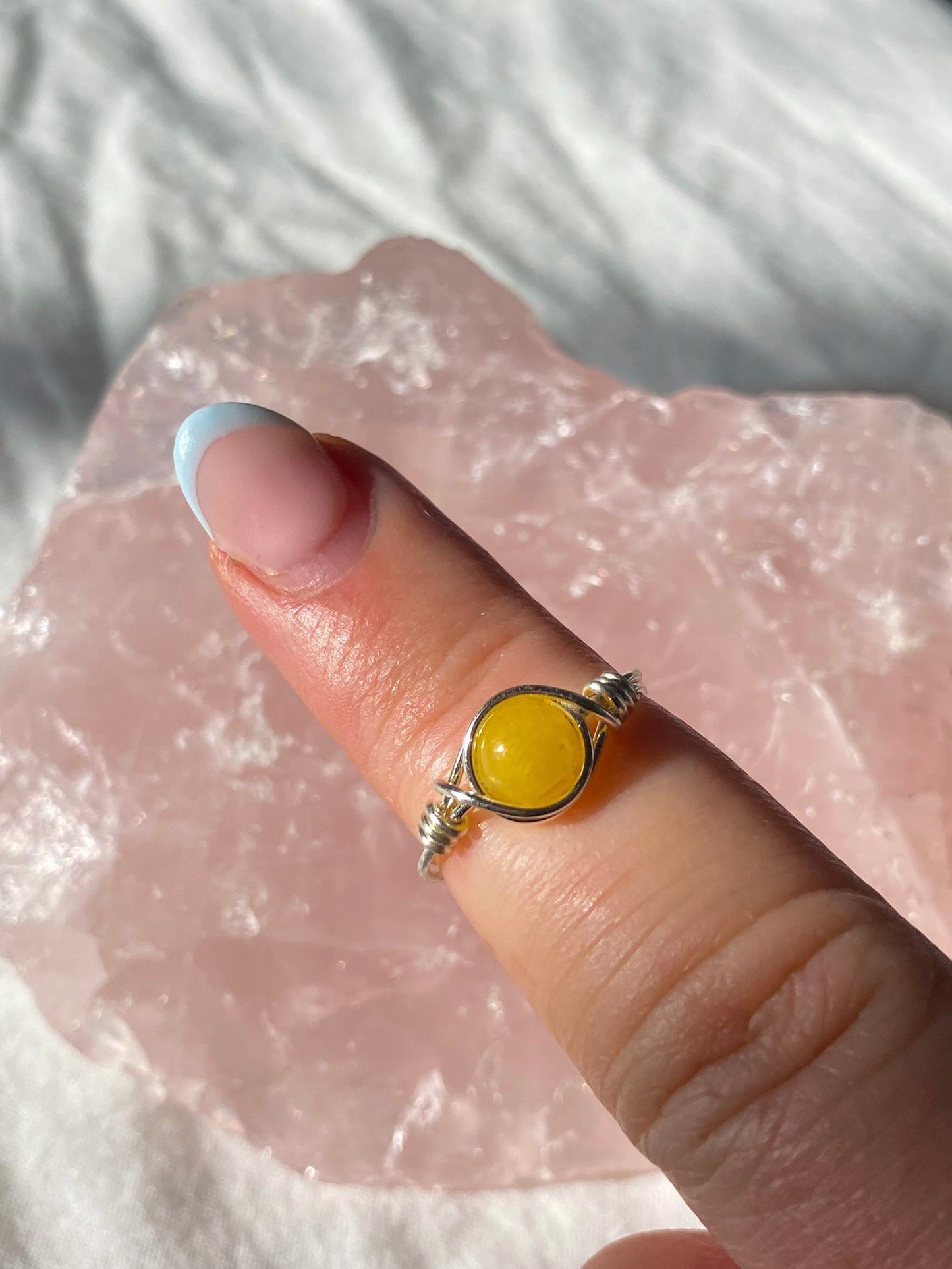 Silver yellow intention ring