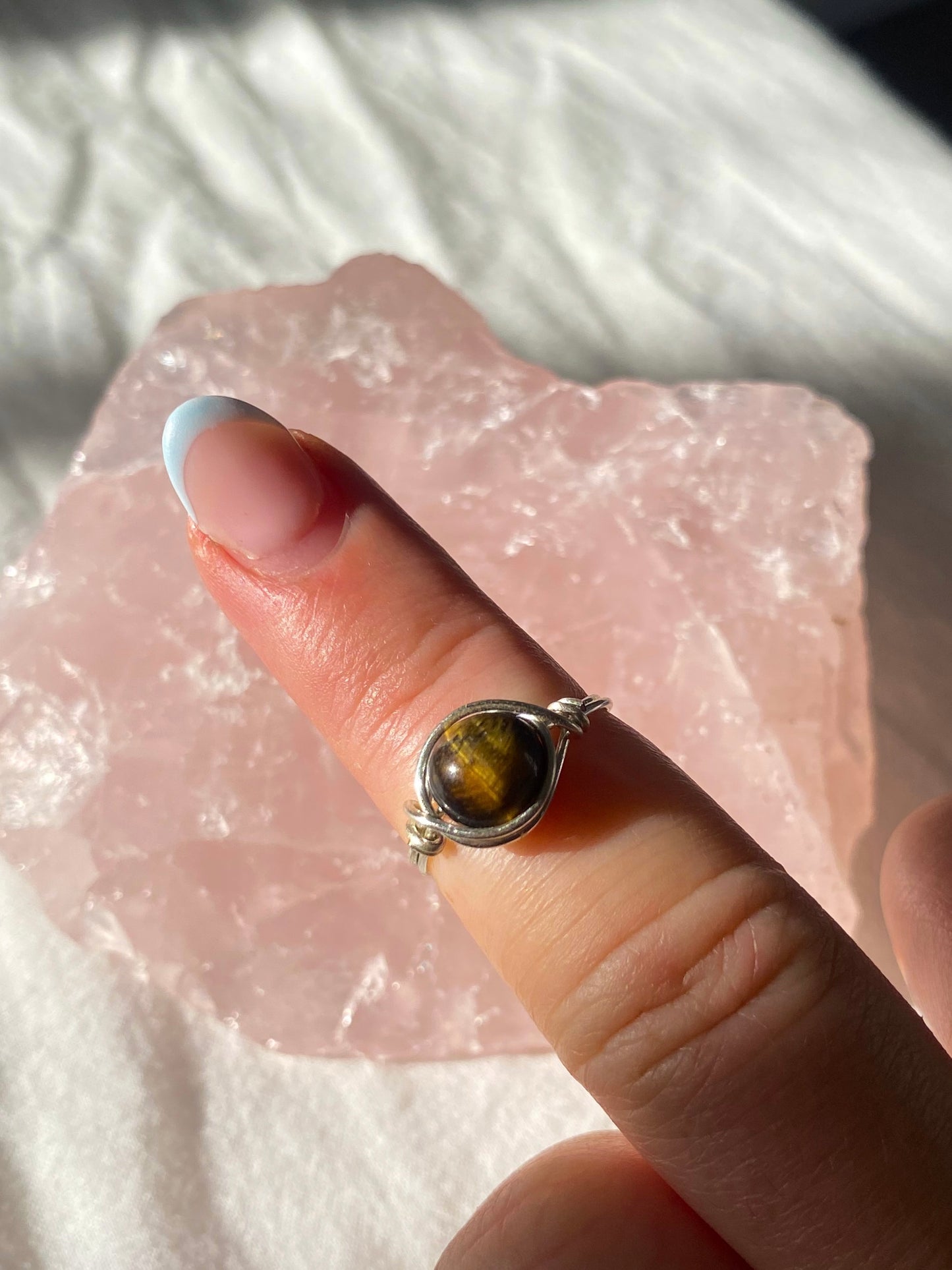 Silver Tigers eye beginnings ring