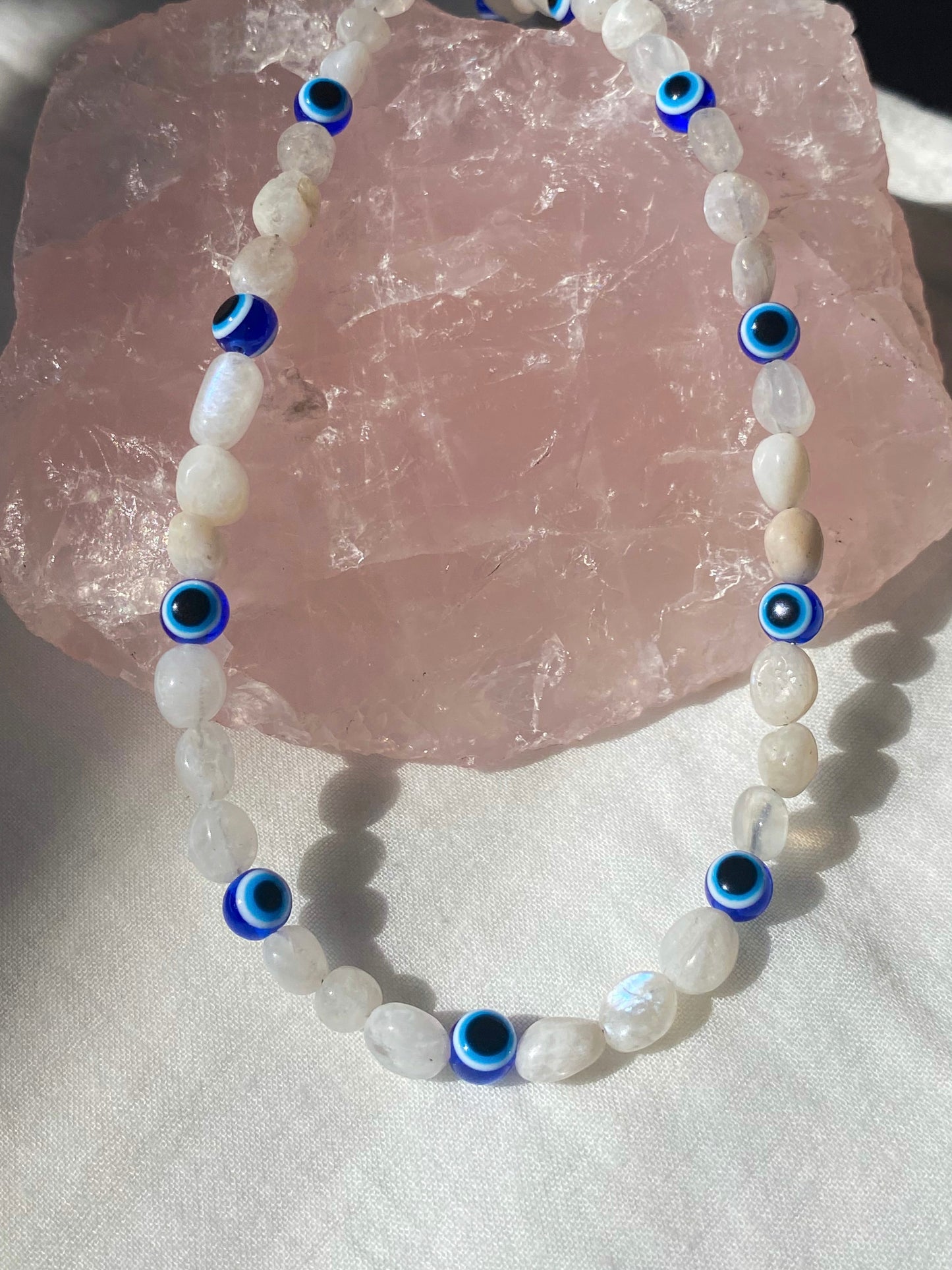 Silver moonstone & third eye necklace