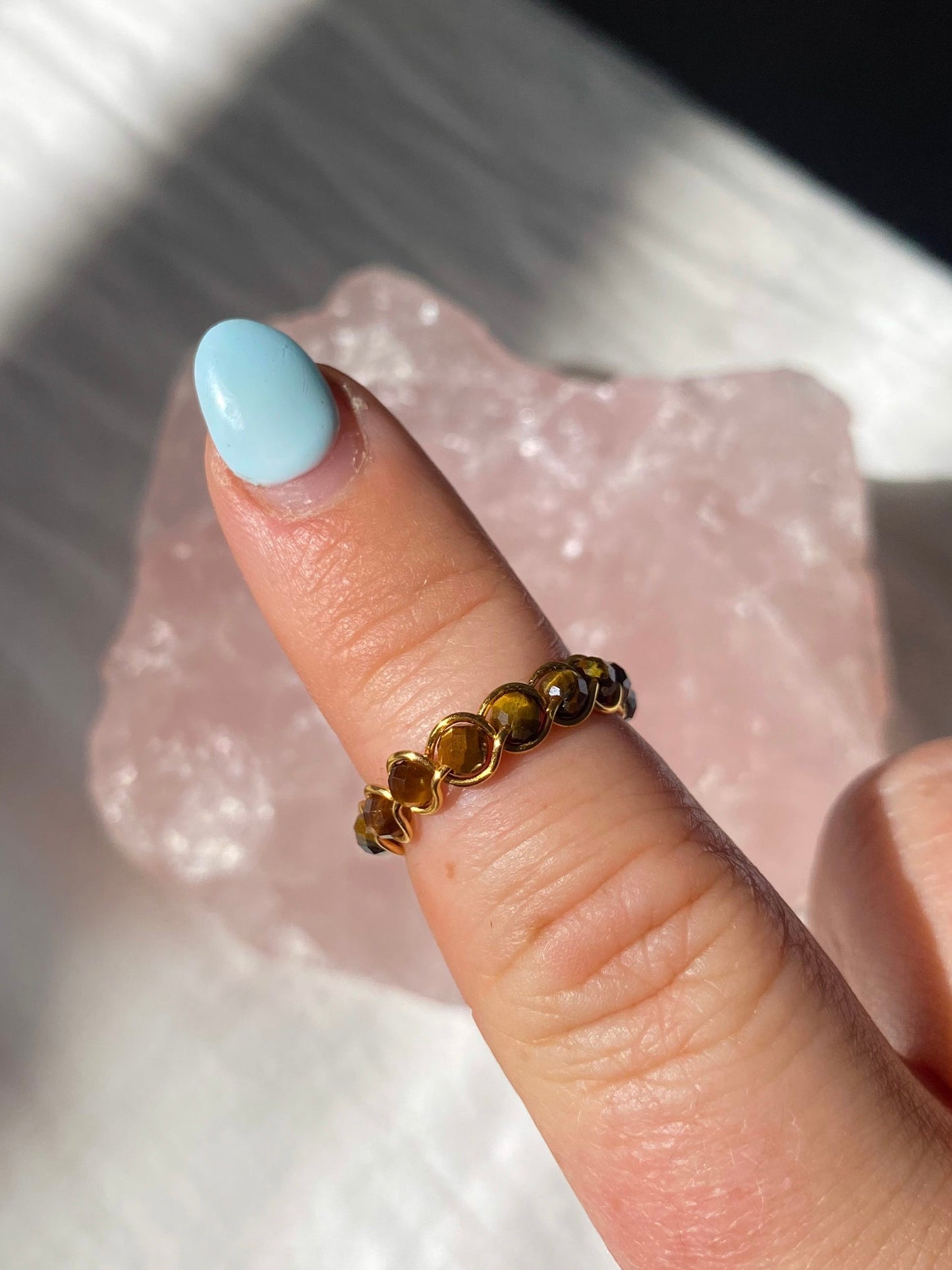 Gold tigers eye braided ring
