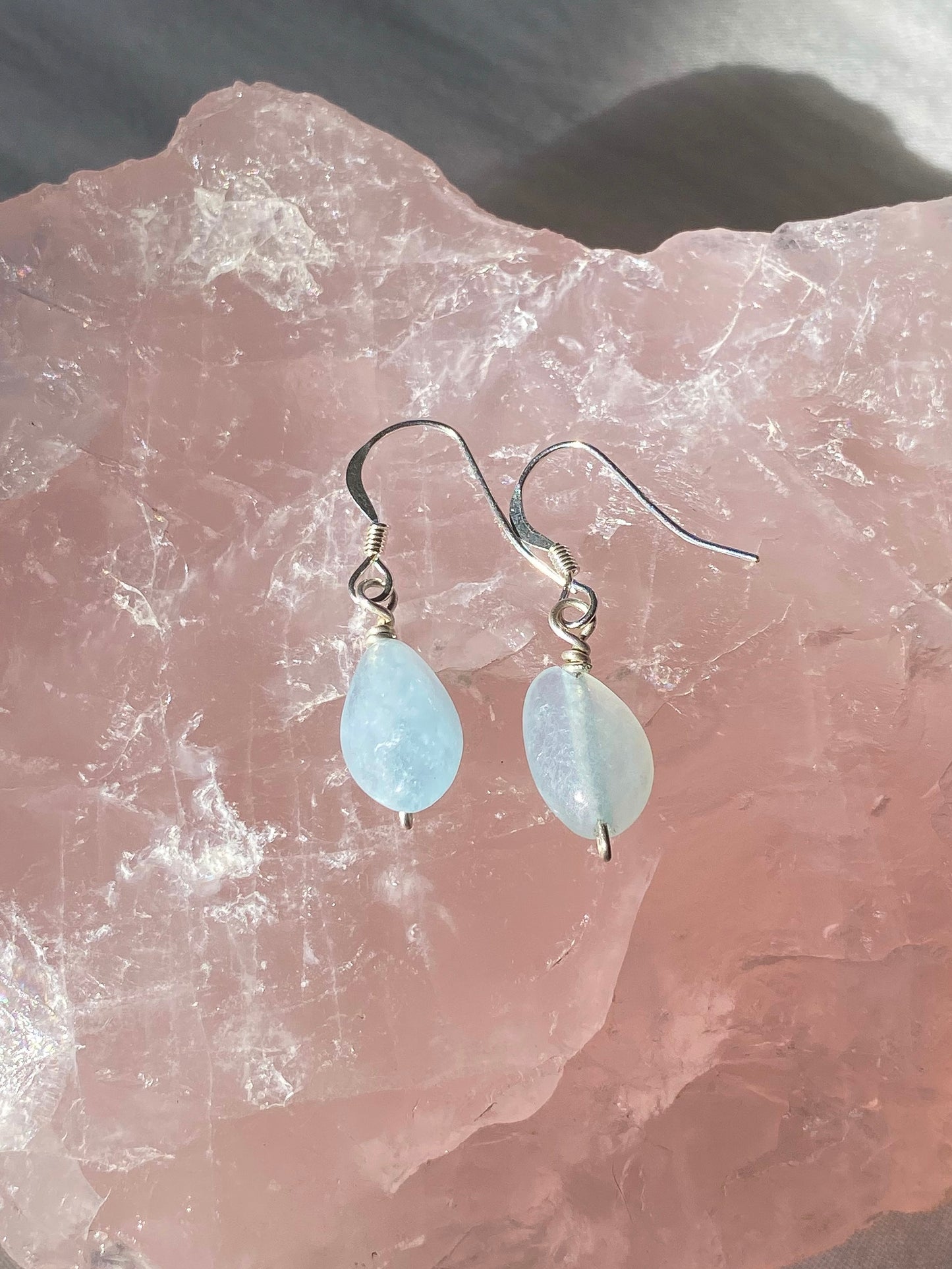 Silver aquarium earrings