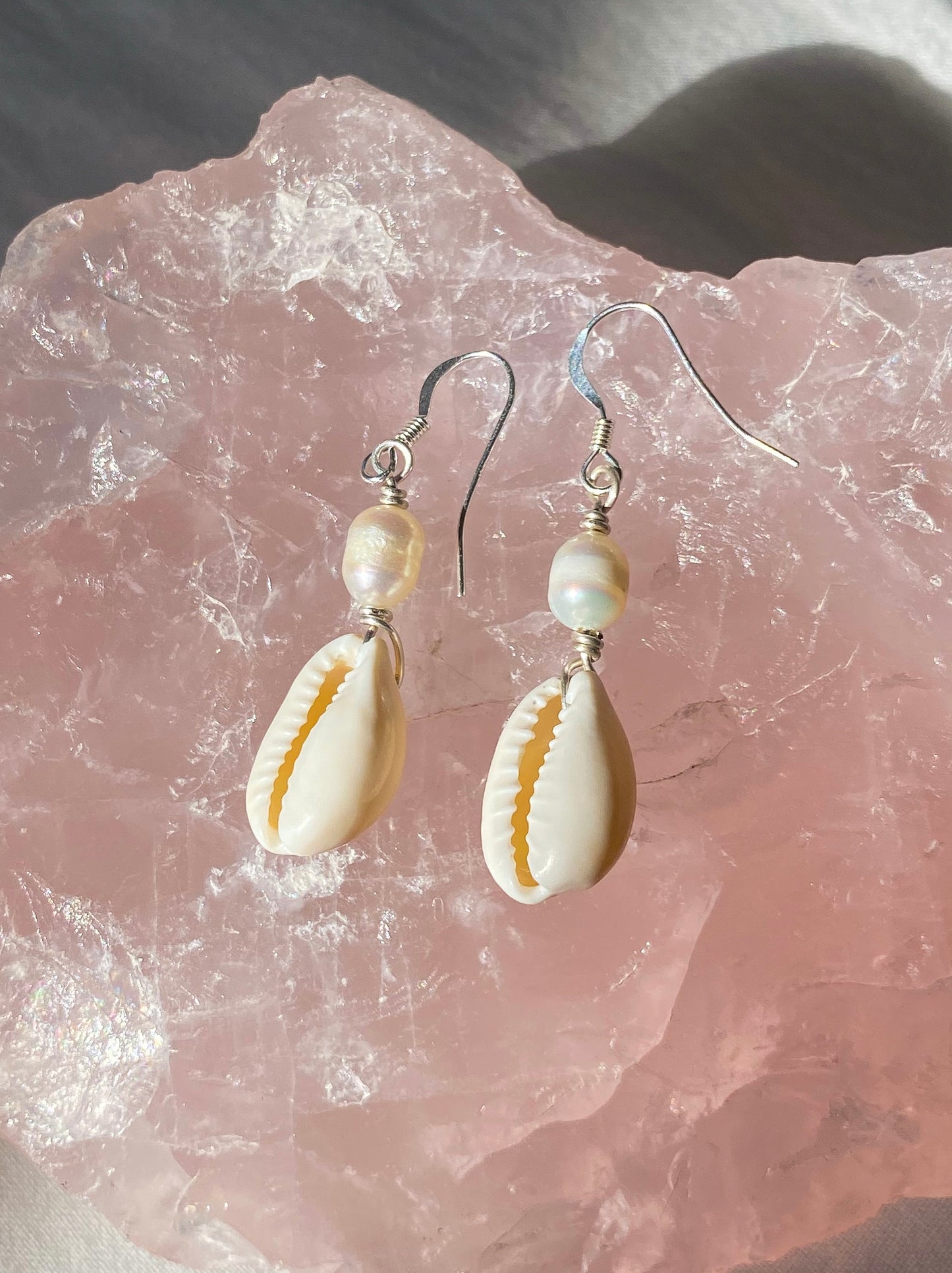 Silver shell earrings
