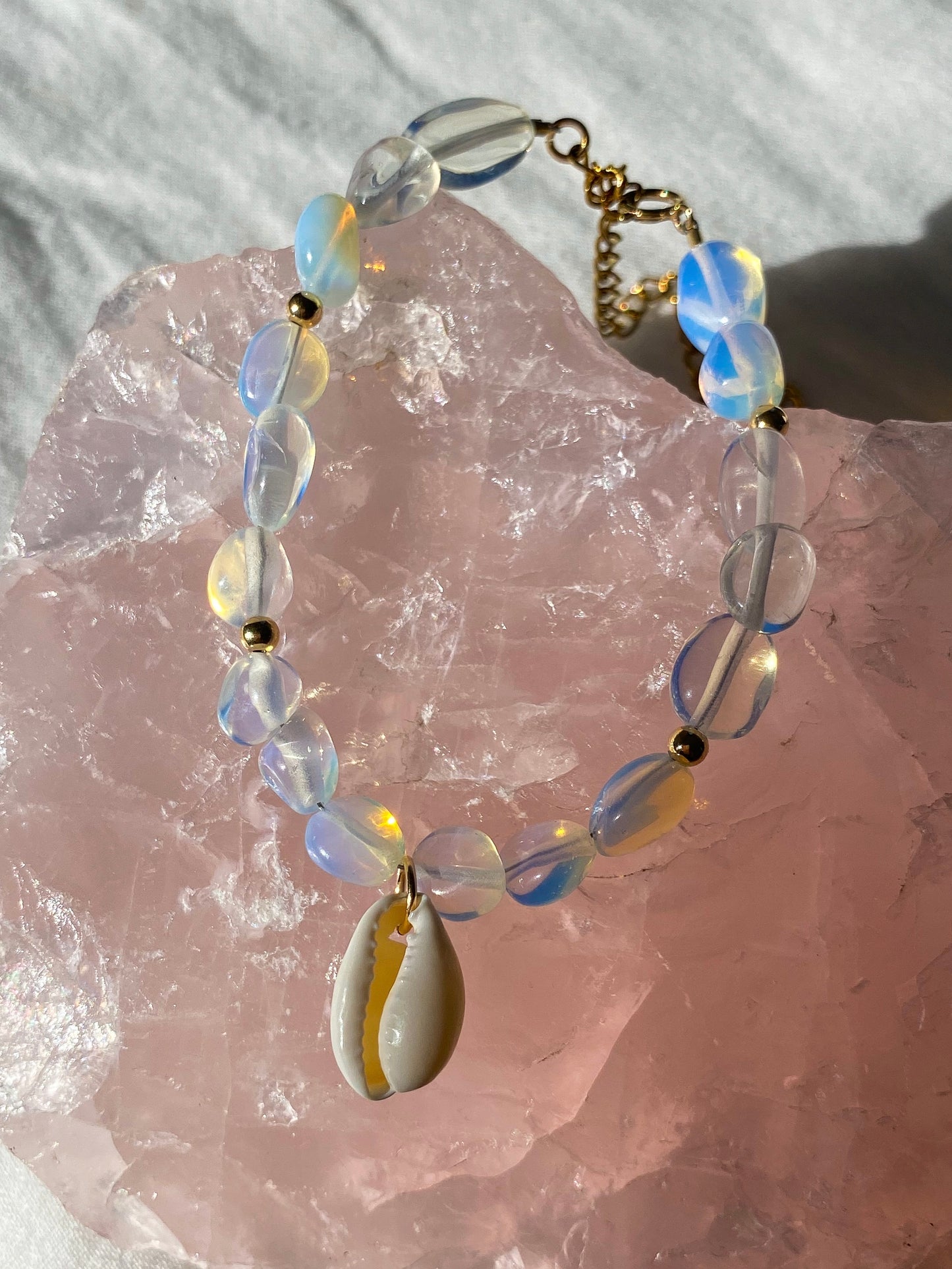 Gold Opal & shell bracelet