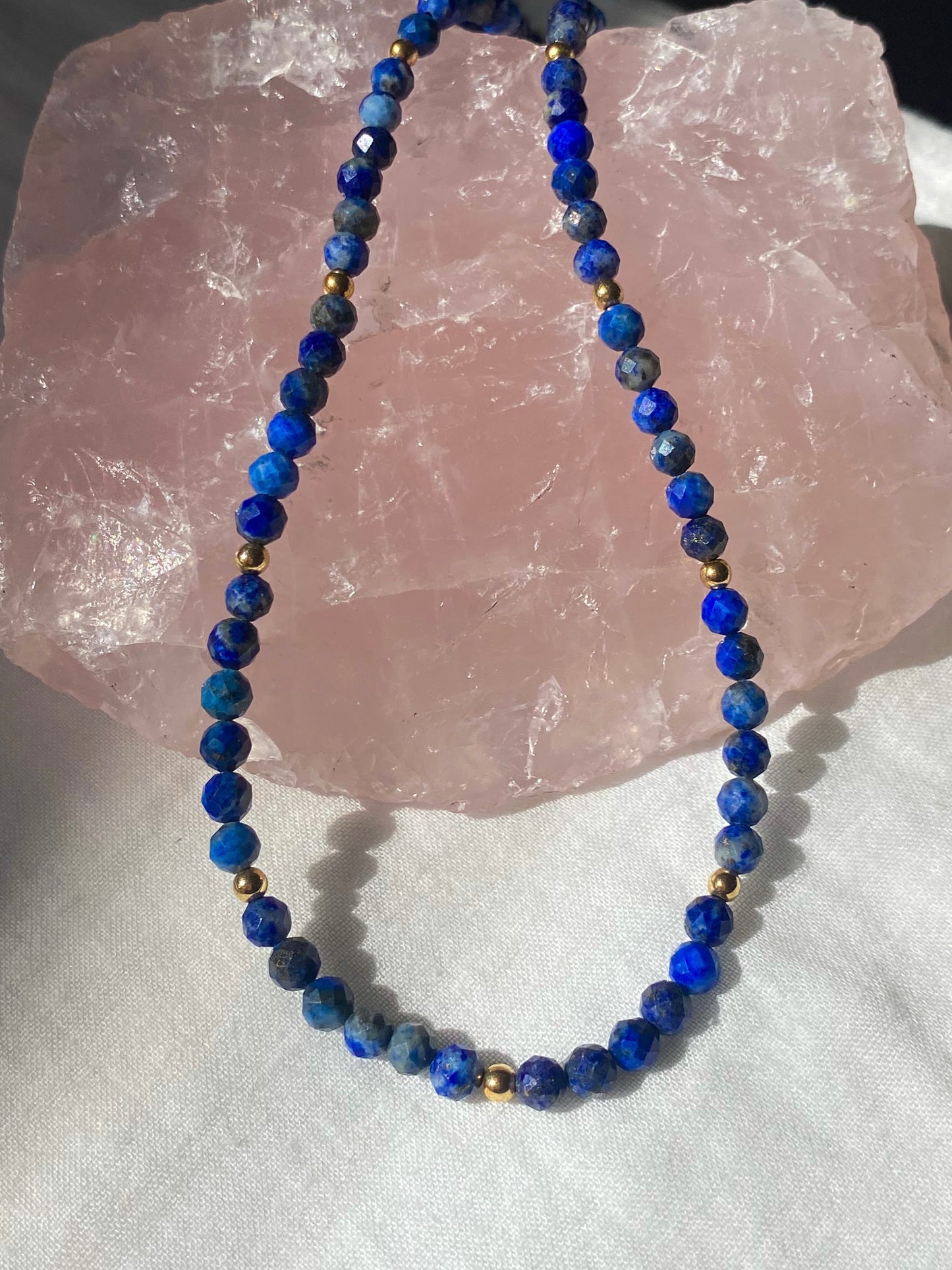 Gold blue lapis necklace