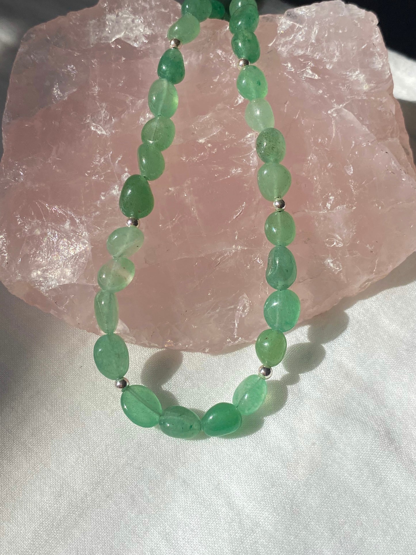 Silver green aventurine necklace