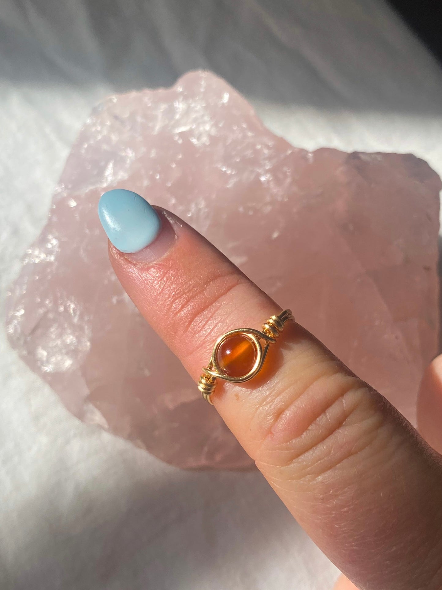 Gold carnelian intention ring