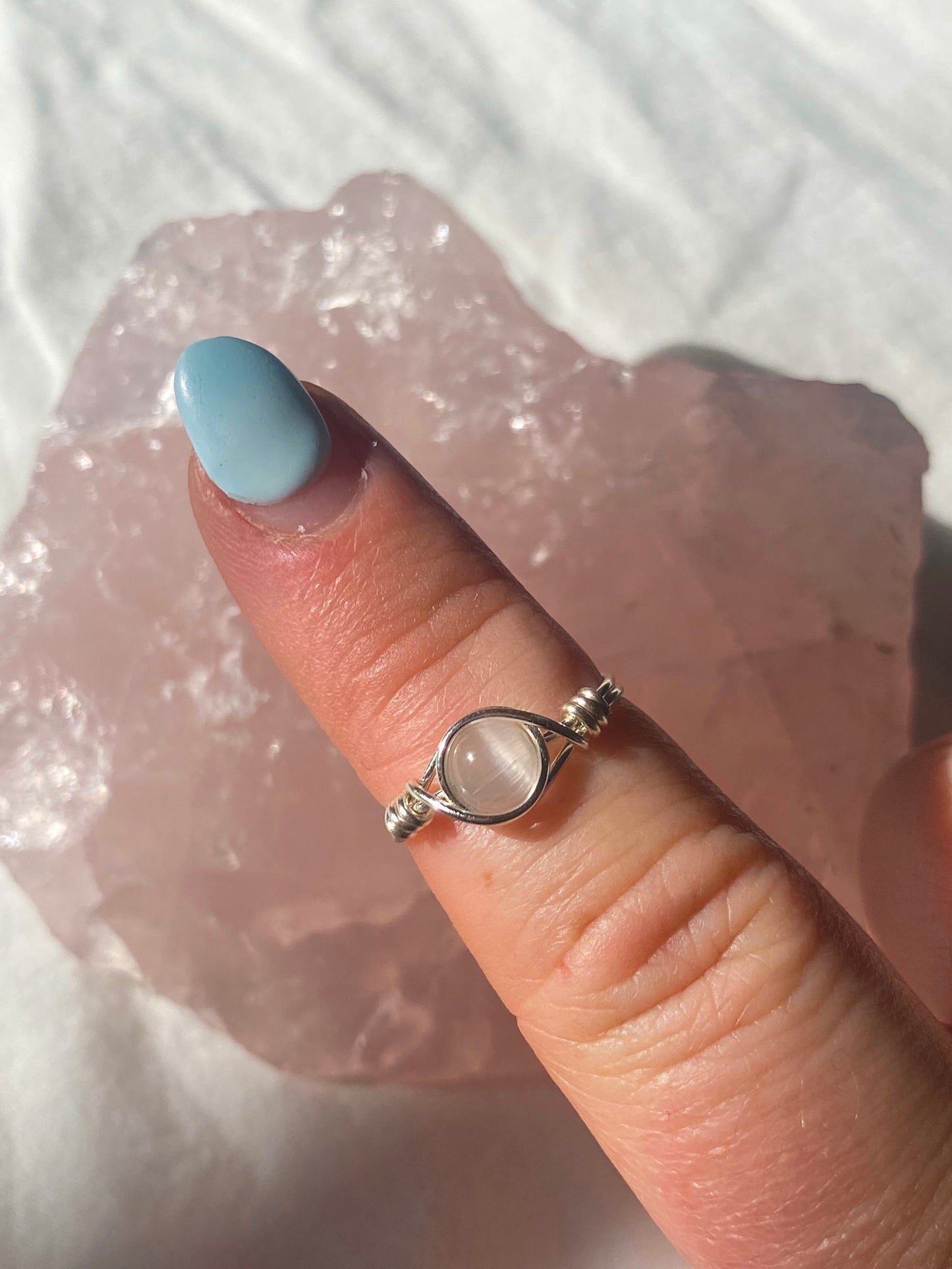Silver Selenite intention ring