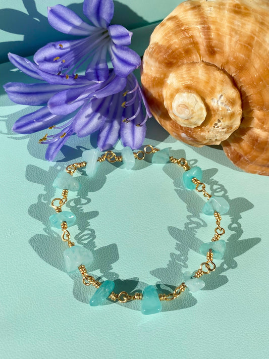 Aquamarine chip bracelet