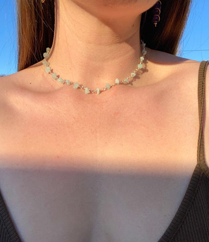 Aquamarine chip necklace