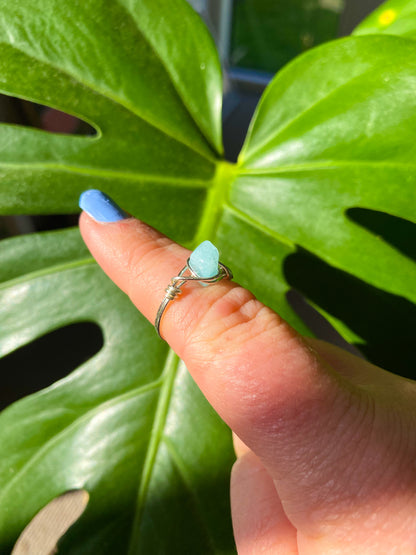 Aquamarine chip ring