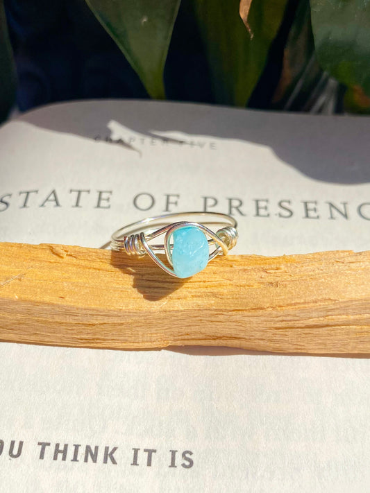 Aquamarine chip ring